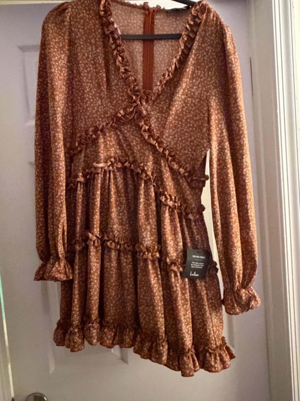 NWT Lulu’s Admire You Orange Floral Boho Mini Dress - Picture 3 of 7